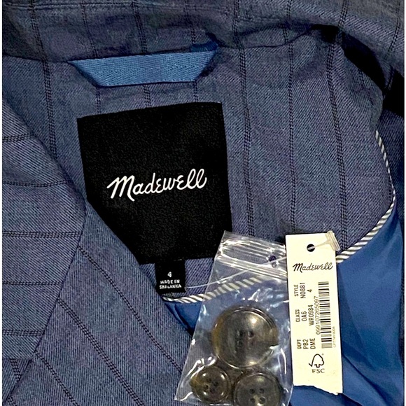 NWT Madewell Single-Breasted Blazer In Yard Dyed Pinstripe Size 4 - Picture 14 of 16